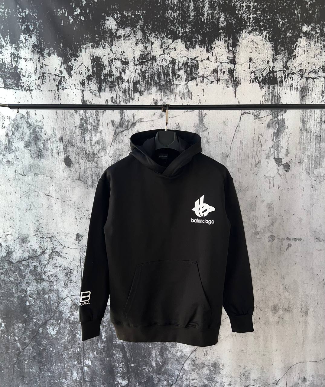 Felpa Balenciaga Cappuccio Logo piccolo