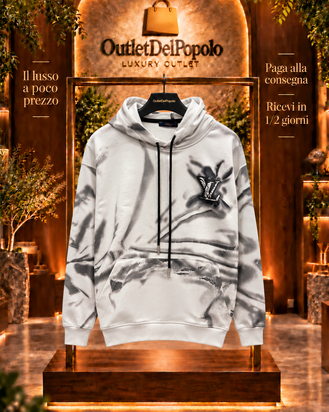 Felpa Lv Fumè New Collection Cappuccio