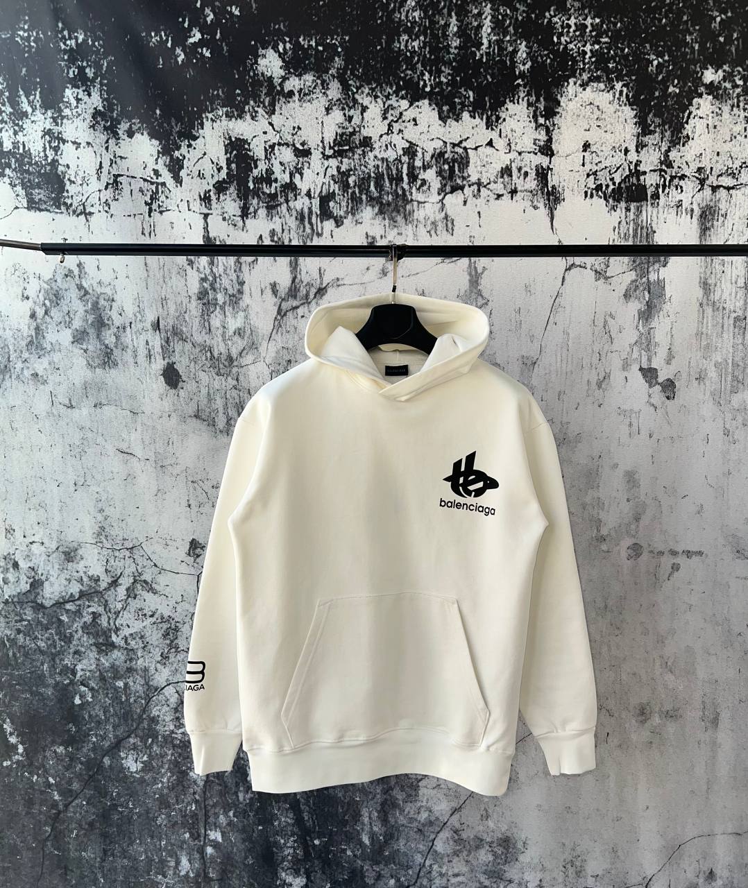 Felpa Balenciaga Cappuccio Logo piccolo