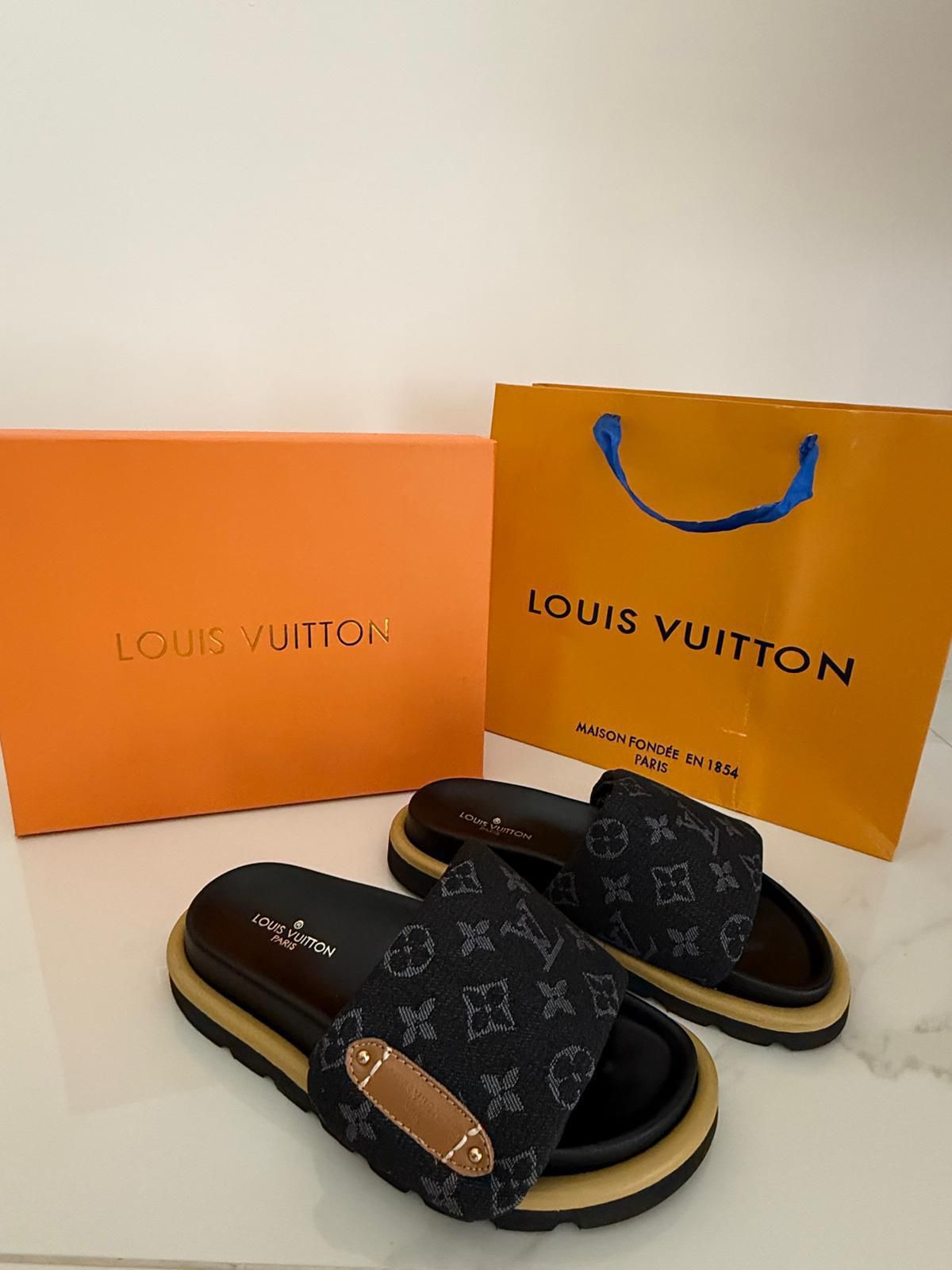 Ciabatte Lv Monogram Black and Brown